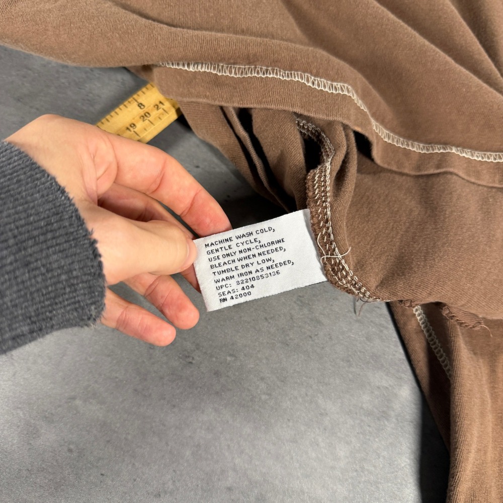 Abercrombie & Fitch Henley Shirt Mens Large Brown Contrast Stitch Long Sleeve - Picture 8 of 9